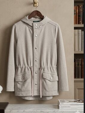 332. LAUREN RALPH LAUREN | Grey Cotton Hooded | Silver Hardware | Size M 20/29